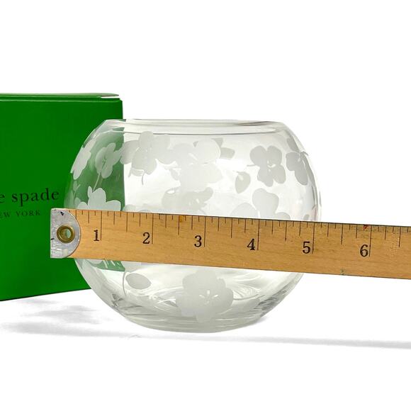 kate spade new york Spring Pansies Glass Petite Rose Bowl New Clear Round Vase - Picture 6 of 7
